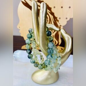 Green Prehnite Healer’s Stone 3pc Bracelet Stack Set